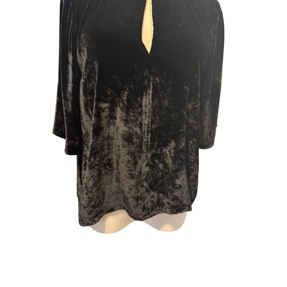 2/$30 J Brand Medium Black Crushed Velvet Dressy Keyhole Flowy Top - Picture 15 of 16